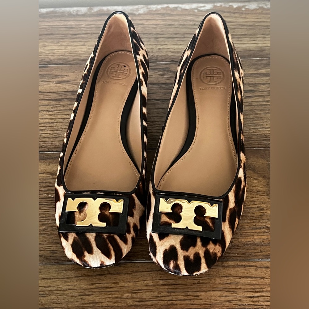 Leopard with gold hardware, Tory Burch flats